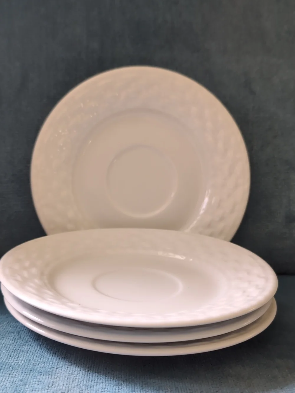 Gibson White Textured Ceramic Saucers - Set of 4